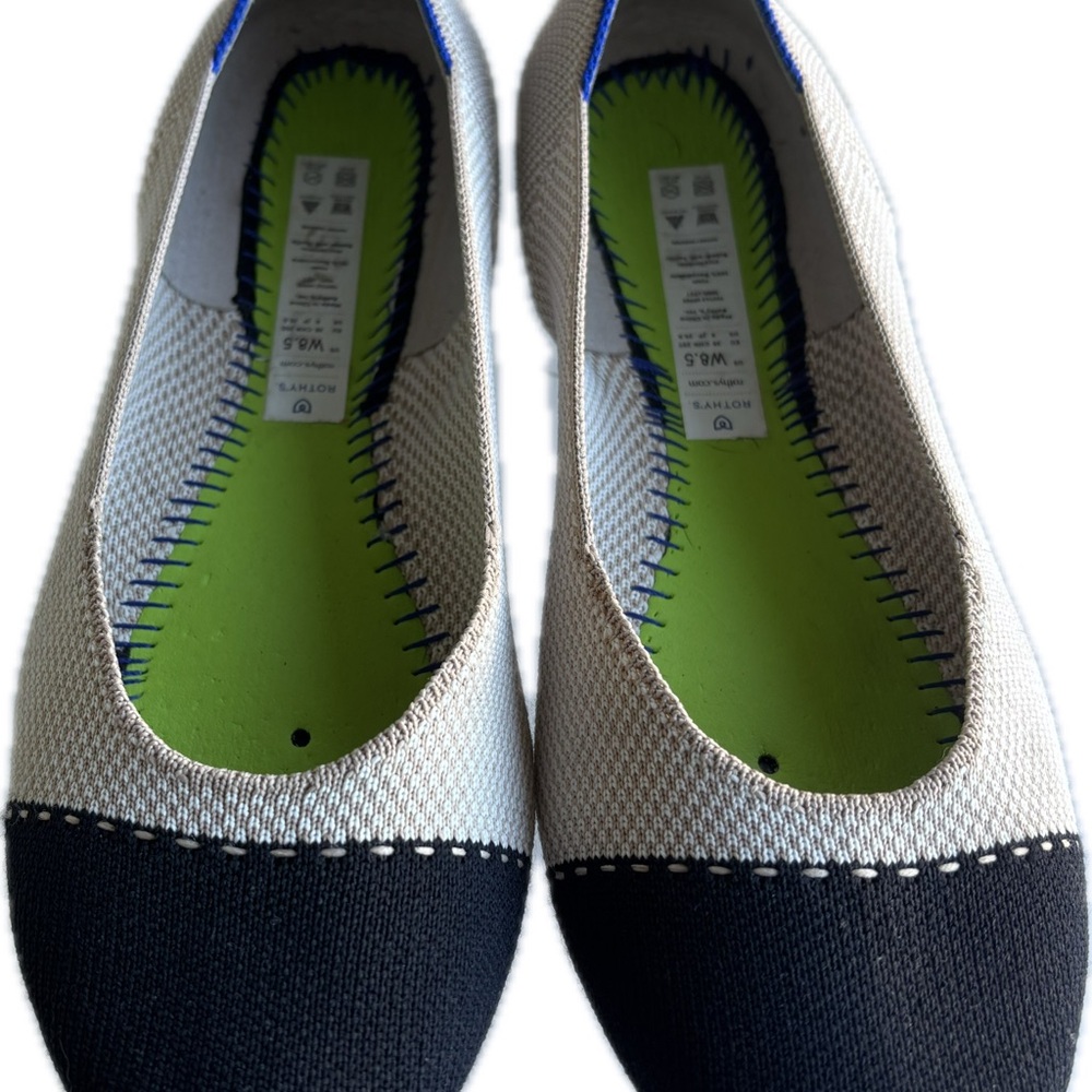 Rothy's Black and Cream Cap Toe Flats (Read Description!)